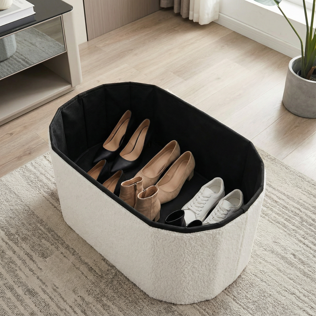 הדום בוקלה מעוצב בצבע לבן כולל אחסון