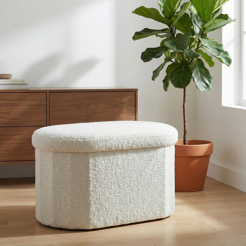 הדום בוקלה מעוצב בצבע לבן כולל אחסון