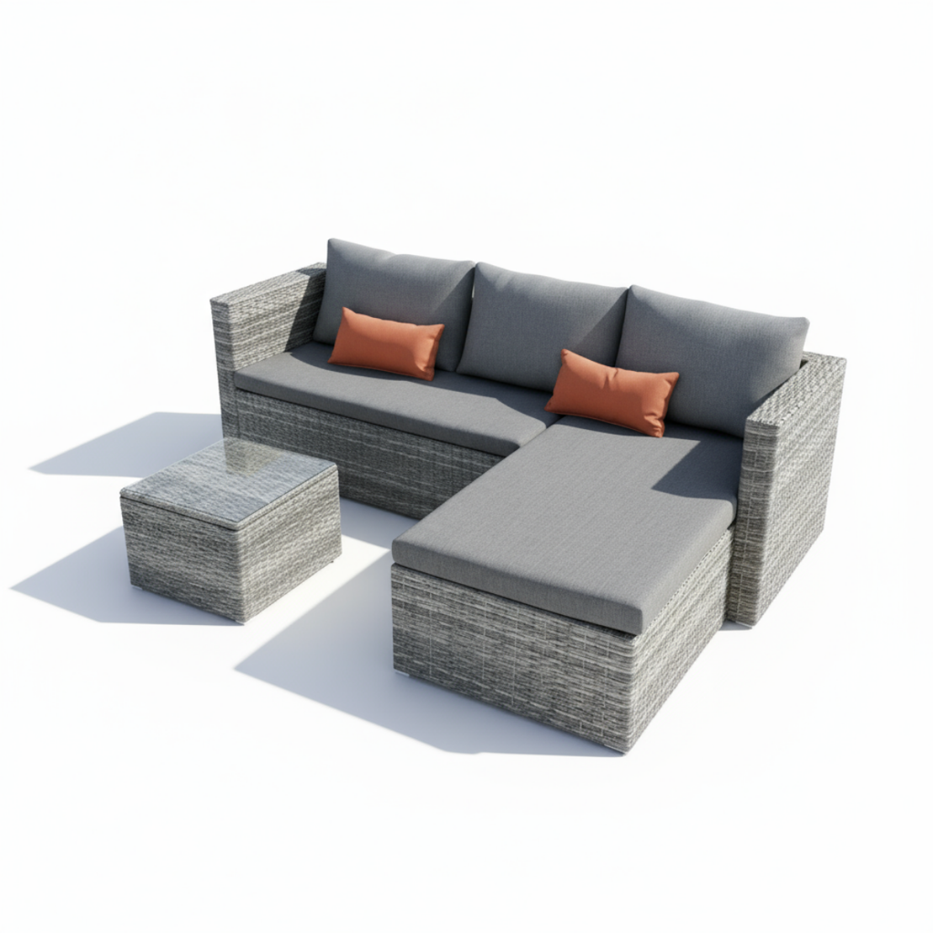 מערכת ישיבה פינתית עם שזלונג כולל שולחן דגם יוסטון