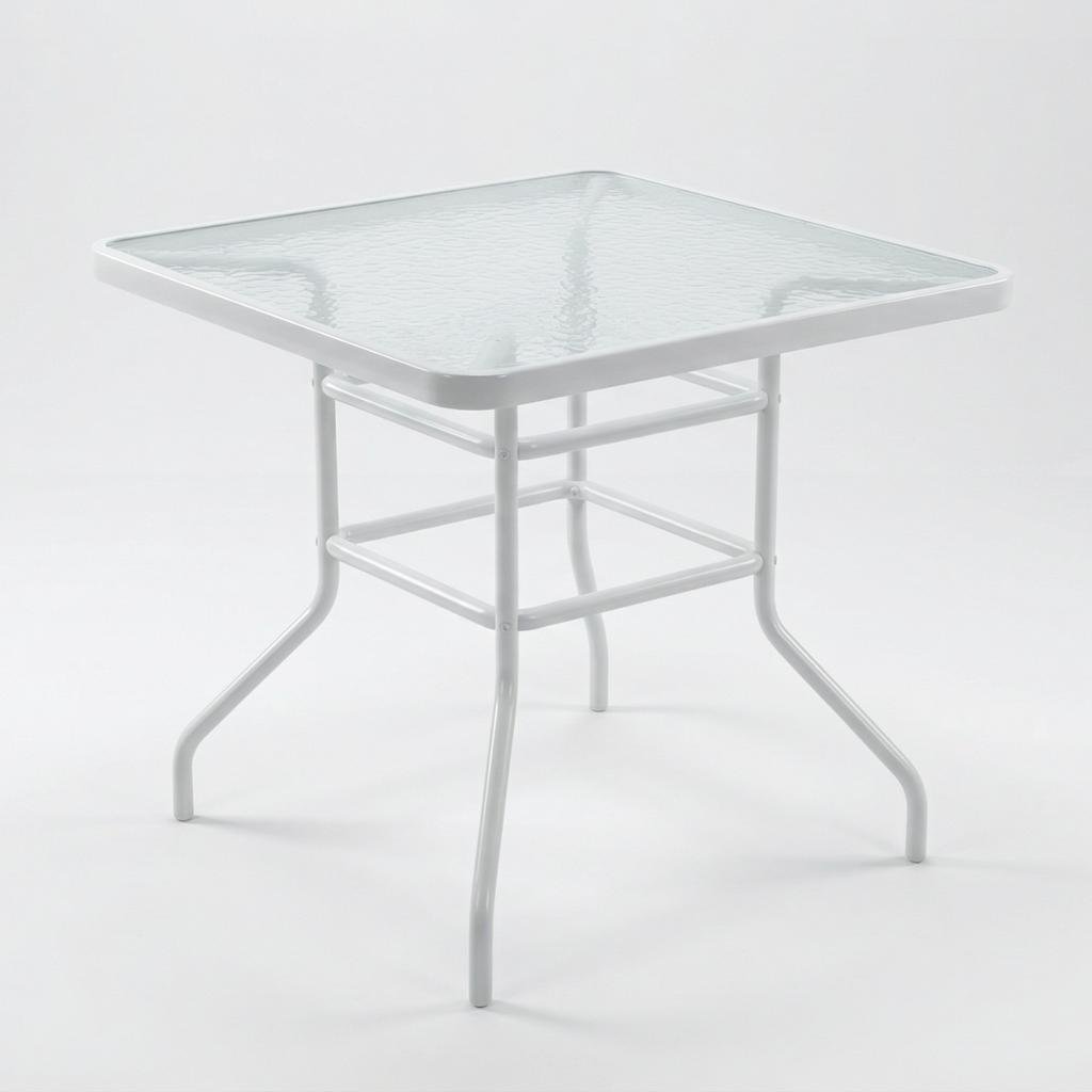 שולחן מרובע למרפסת בצבע לבן גודל 80 דגם רומא