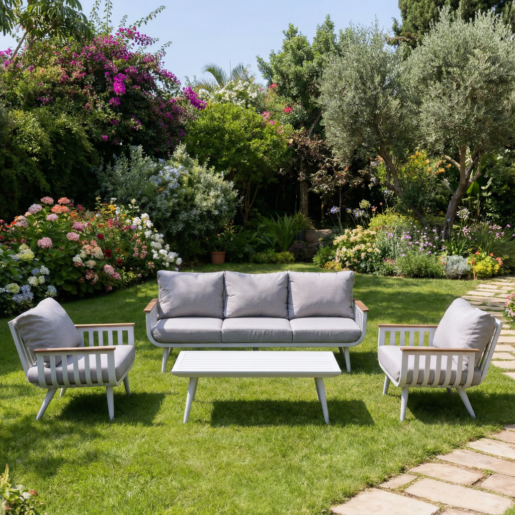 פינת ישיבה איכותית מעוצבת מאלומיניום דגם בוסטון