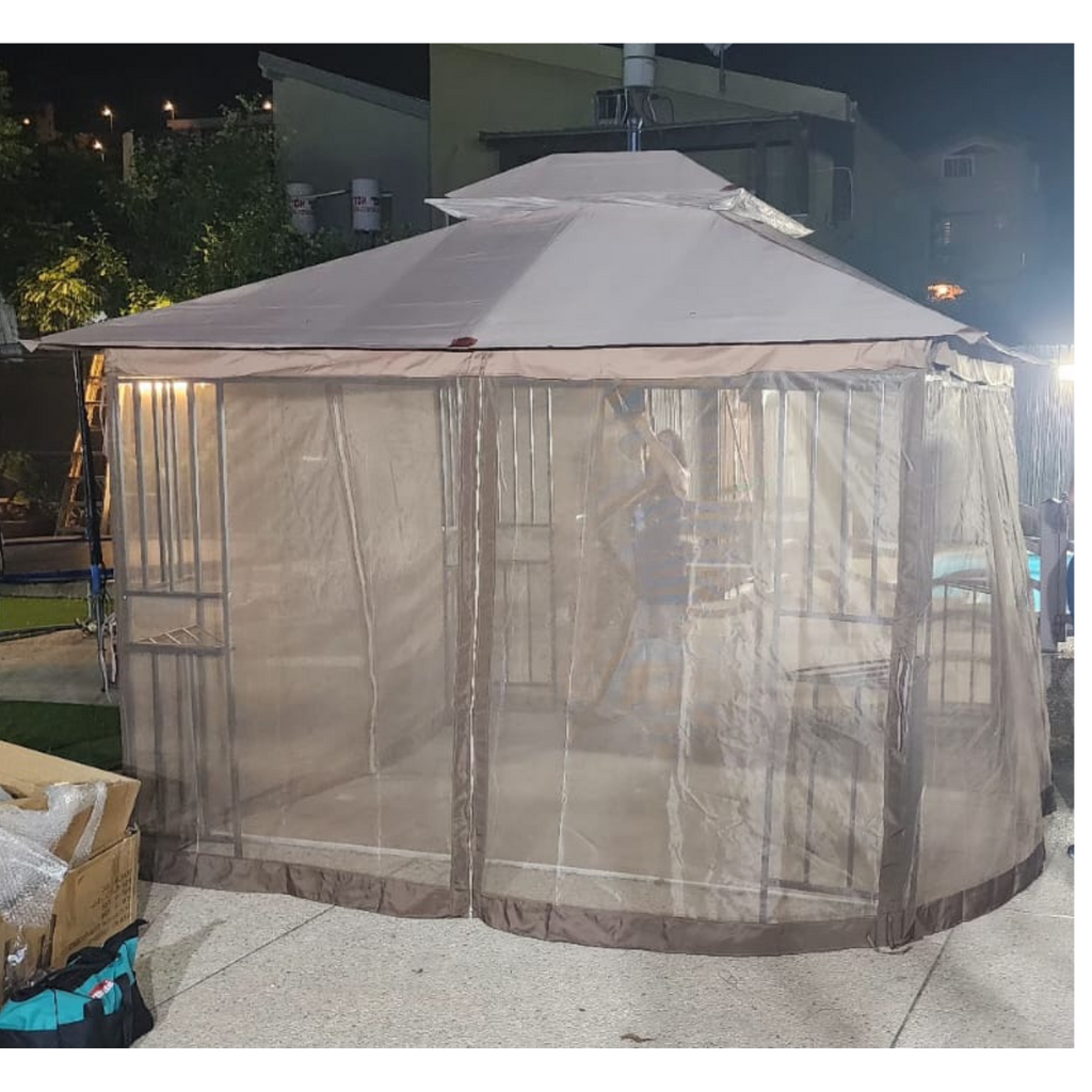 גזיבו פרימיום גדול ואכותי לגינה ולמרפסת כולל סגירה מושלם לאירוח חוץ