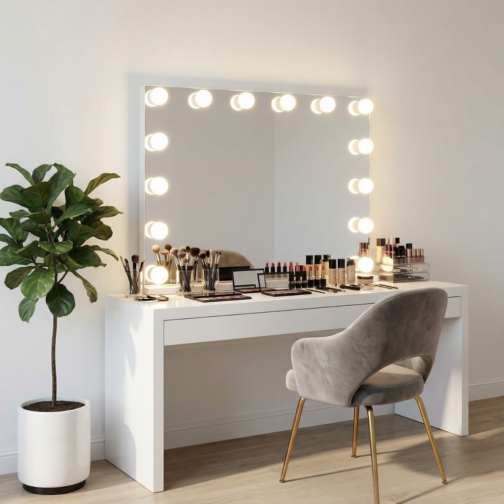 מראת איפור מקצועית עם נורות תאורה גדולות 65*80