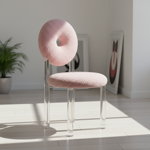 כסא בוקלה בעיצוב ייחודי בצבע ורוד דגם לורן