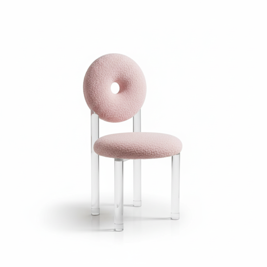 כסא בוקלה בעיצוב ייחודי בצבע ורוד דגם לורן