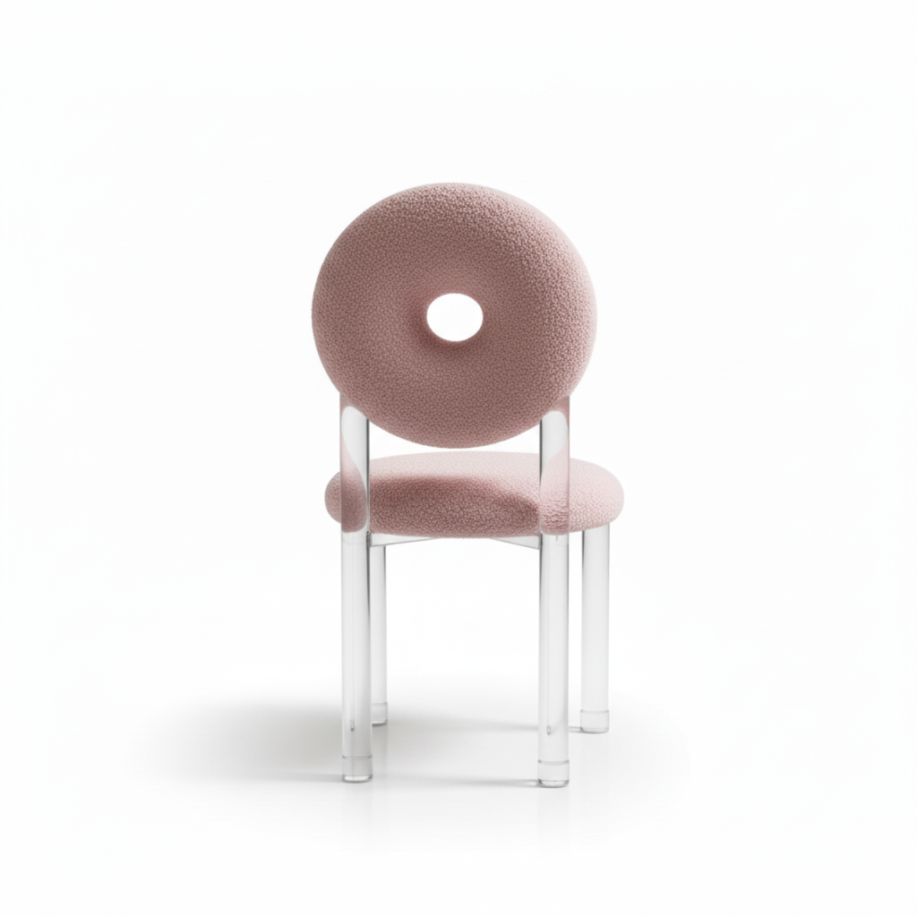 כסא בוקלה בעיצוב ייחודי בצבע ורוד דגם לורן