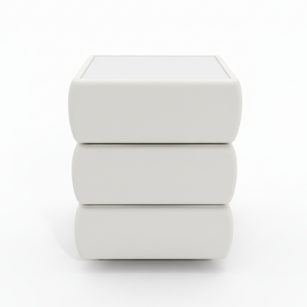 שידת לילה מעוצבת עם מגירות לחדר שינה בצבע לבן דגם לונדון