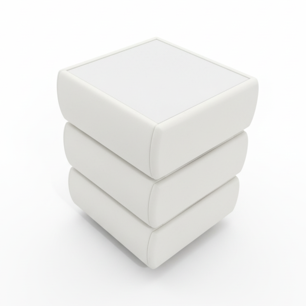 שידת לילה מעוצבת עם מגירות לחדר שינה בצבע לבן דגם לונדון