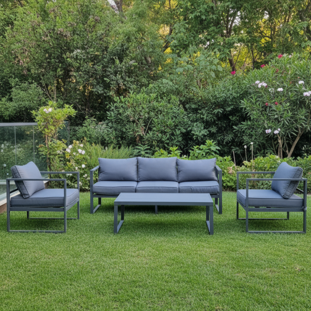 מערכת ישיבה אלומניום תלת מושבית יוקרתית דגם איביזה