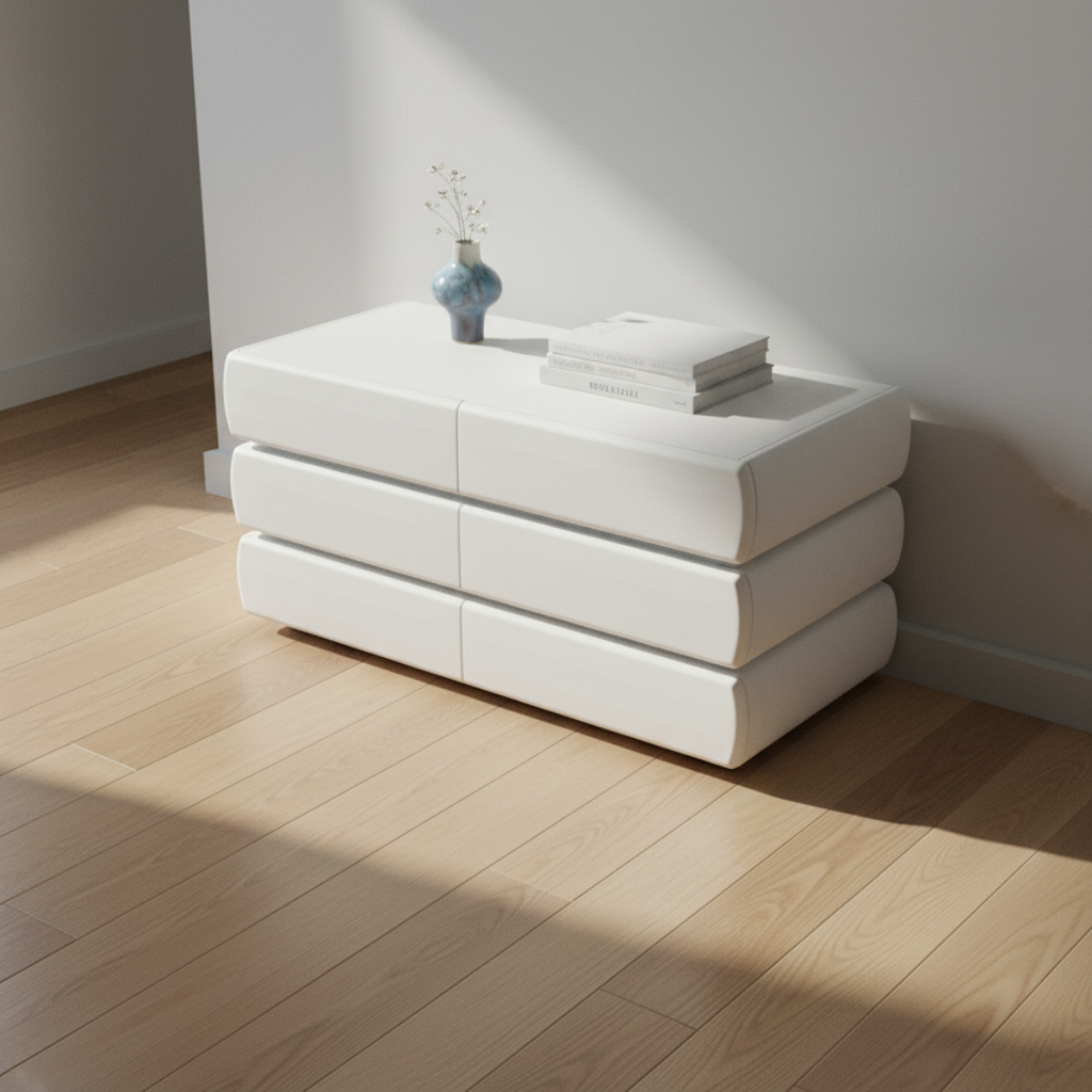 שידת אחסון מעוצבת עם מגירות בצבע לבן דגם לונדון