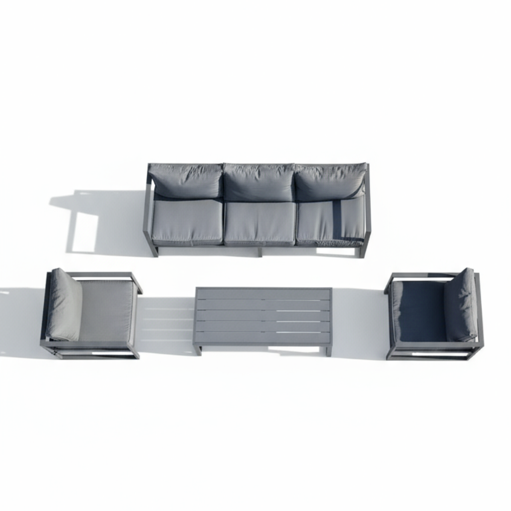 מערכת ישיבה אלומניום תלת מושבית יוקרתית דגם איביזה