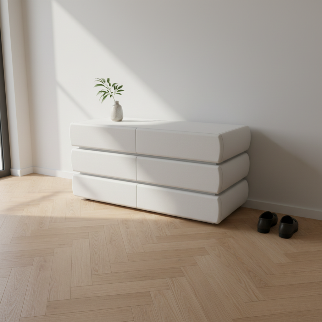 שידת אחסון מעוצבת עם מגירות בצבע לבן דגם לונדון