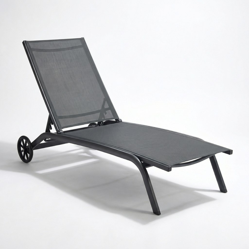 מיטת שיזוף מאלומיניום עם גלגלים לגינה ולמרפסת דגם מאליבו