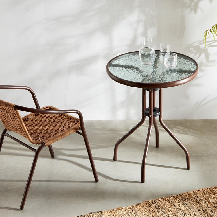 שולחן עגול למרפסת בצבע חום קוטר 60 דגם רומא