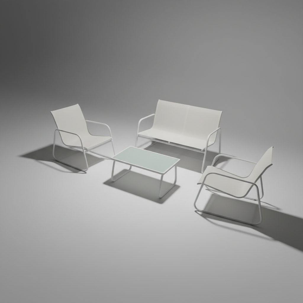 פינת ישיבה למרפסת בעיצוב מודרני לבנה דגם מילאנו