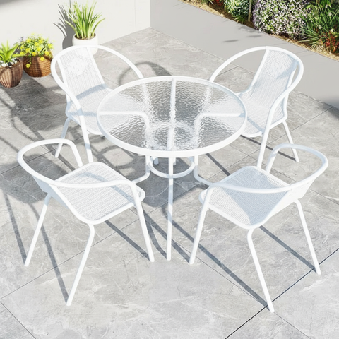 סט ביסטרו לגינה ולמרפסת בצבע לבן כסאות ושולחן במגוון גדלים 60\80 ס"מ