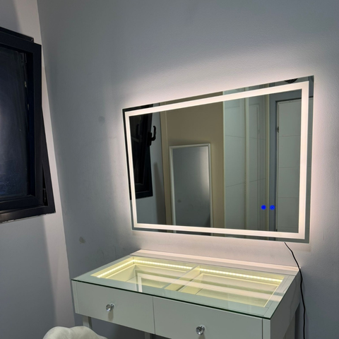 מראת לד מלבנית יוקרתית לקיר – מתאימה לכל חלל הבית ‎100*75