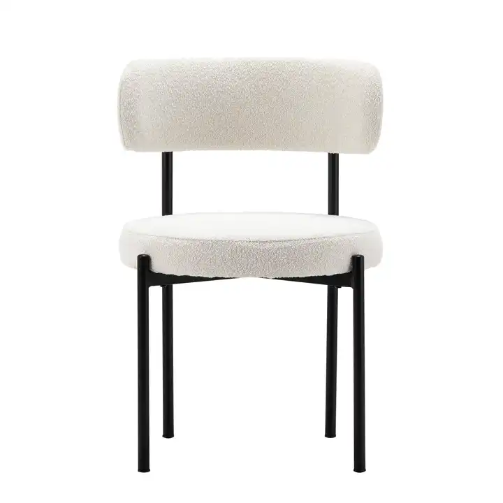 כסא מבד בוקלה יוקרתי בצבע לבן