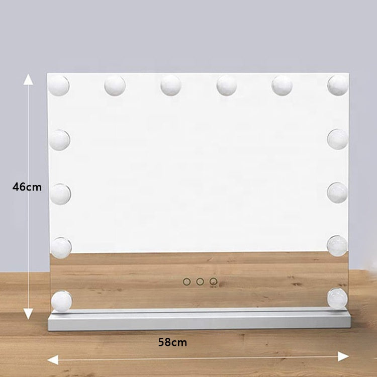 מראת הוליווד יוקרתית עם תאורה לשידת איפור במגוון צבעים 60*45