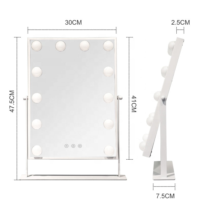 מראת הוליווד עם תאורה לשידת איפור במגוון צבעים