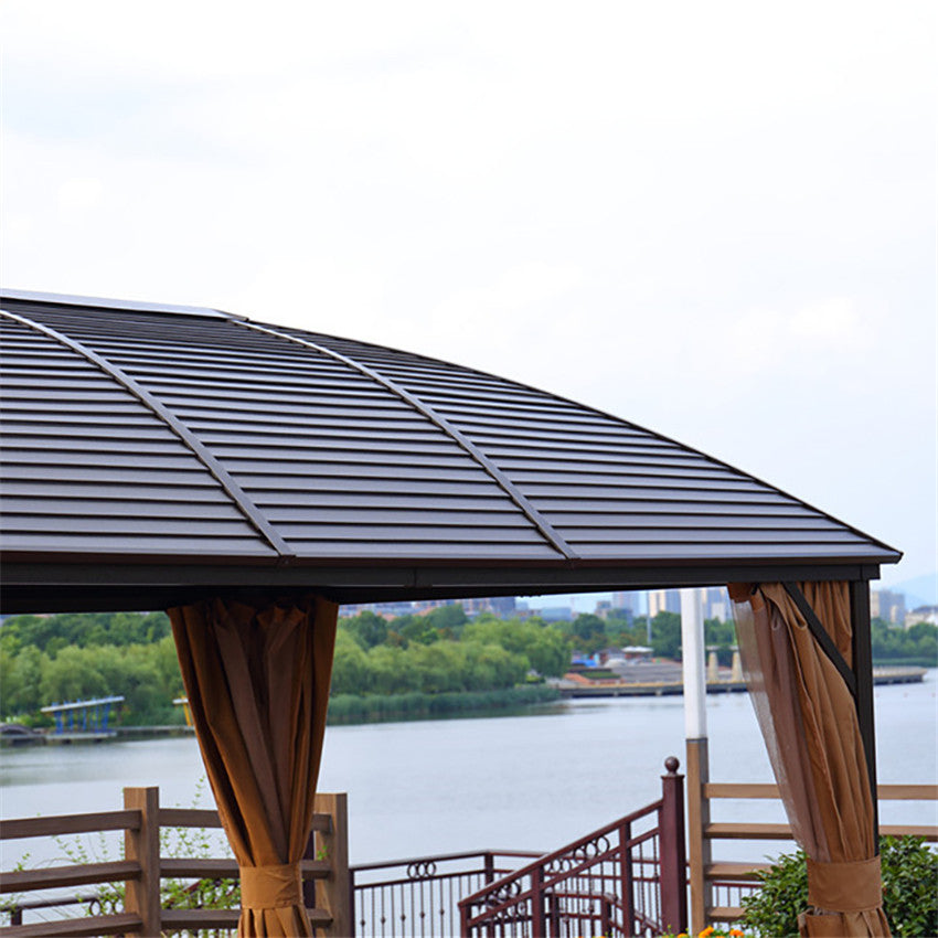 גזיבו פרגולה מפואר ומאסיבי מאלומיניום עם גג מגולוון