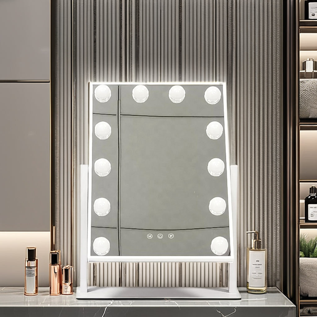 מראת הוליווד עם תאורה לשידת איפור במגוון צבעים