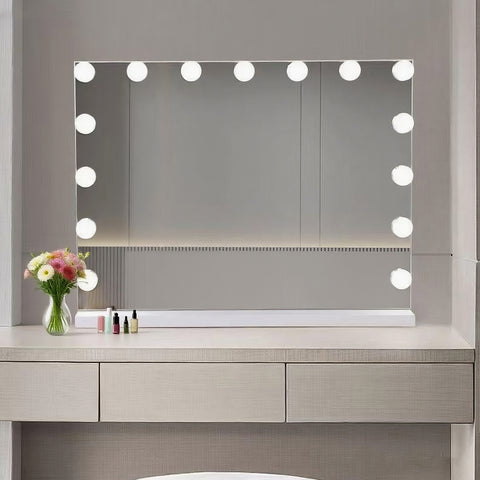 מראת הוליווד יוקרתית עם תאורה לשידת איפור במגוון צבעים 60*80