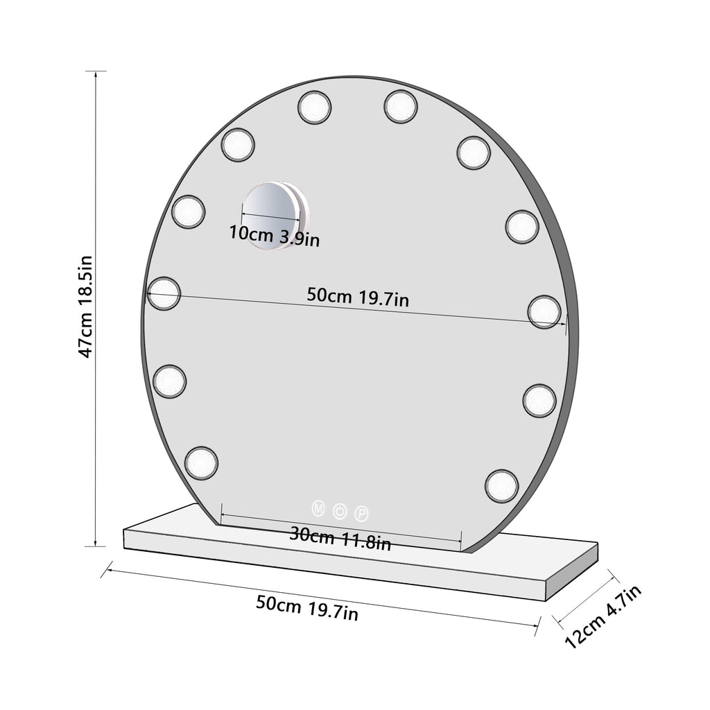 מראת איפור שולחנית עגולה עם נורות תאורה